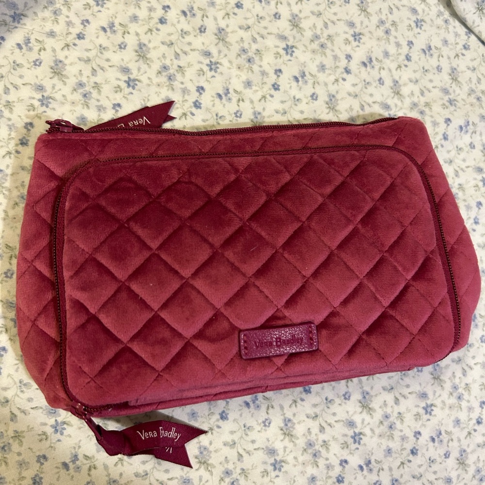 Vera Bradley Quilted Burgundy Cosmetic Bag